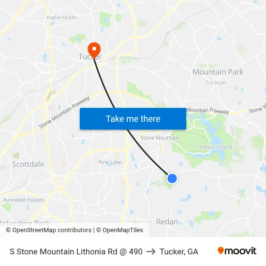 S Stone Mountain Lithonia Rd @ 490 to Tucker, GA map