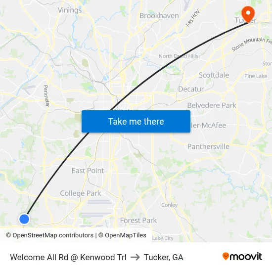 Welcome All Rd @ Kenwood Trl to Tucker, GA map