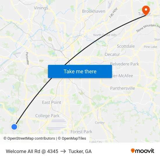 Welcome All Rd @ 4345 to Tucker, GA map