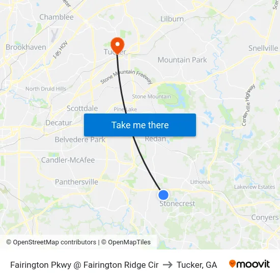 Fairington Pkwy @ Fairington Ridge Cir to Tucker, GA map