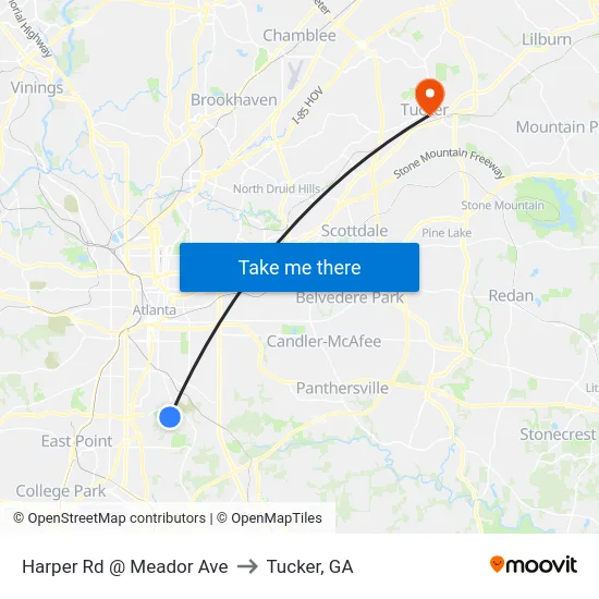 Harper Rd @ Meador Ave to Tucker, GA map