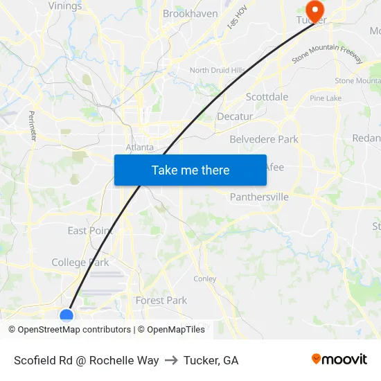 Scofield Rd @ Rochelle Way to Tucker, GA map