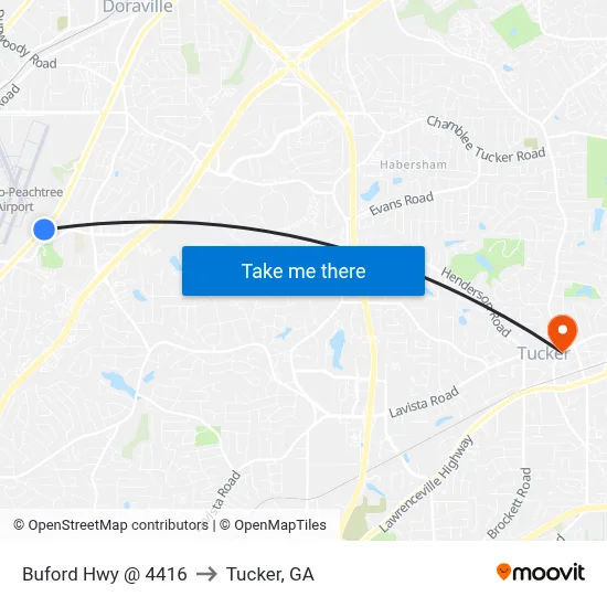Buford Hwy @ 4416 to Tucker, GA map