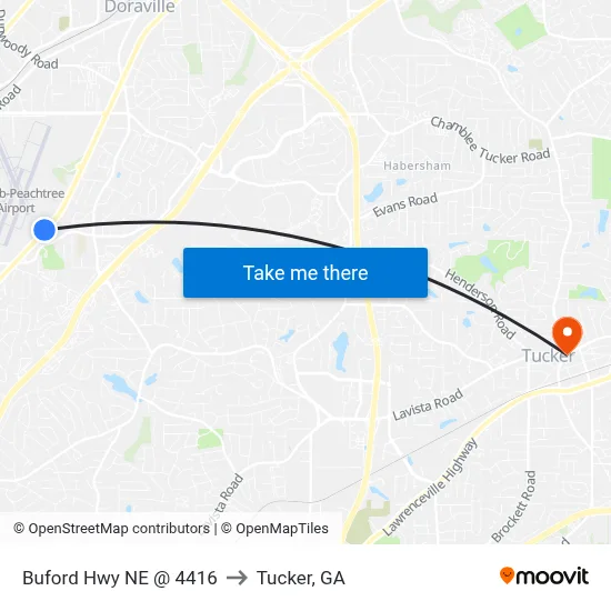 Buford Hwy NE @ 4416 to Tucker, GA map