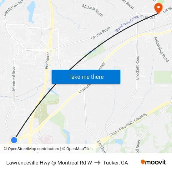 Lawrenceville Hwy @ Montreal Rd W to Tucker, GA map