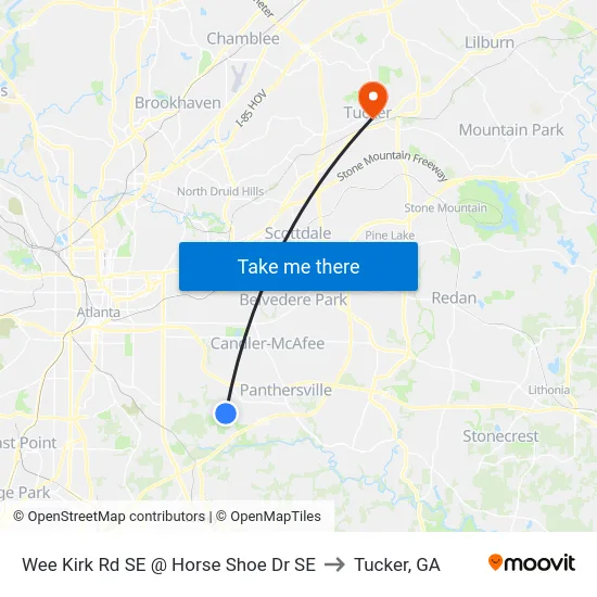 Wee Kirk Rd SE @ Horse Shoe Dr SE to Tucker, GA map