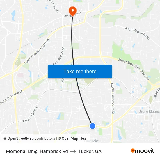 Memorial Dr @ Hambrick Rd to Tucker, GA map