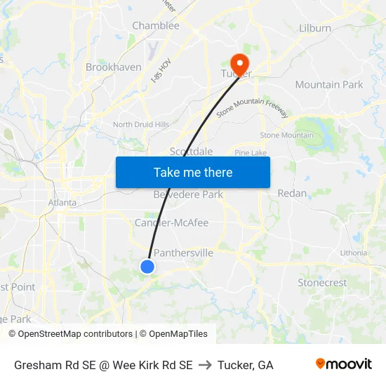 Gresham Rd SE @ Wee Kirk Rd SE to Tucker, GA map