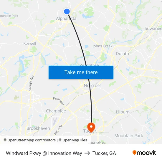 Windward Pkwy @ Innovation Way to Tucker, GA map