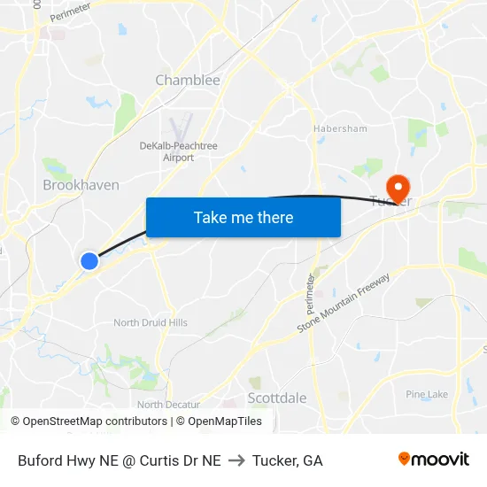 Buford Hwy NE @ Curtis Dr NE to Tucker, GA map