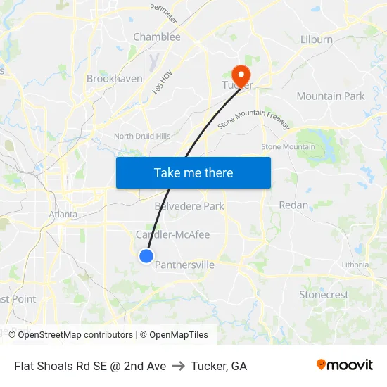 Flat Shoals Rd SE @ 2nd Ave to Tucker, GA map