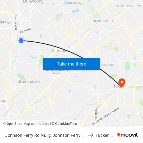 Johnson Ferry Rd NE @ Johnson Ferry Pkwy to Tucker, GA map
