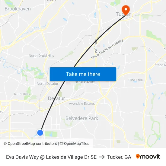 Eva Davis Way @ Lakeside Village Dr SE to Tucker, GA map