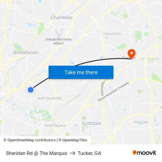 Sheridan Rd @ The Marquis to Tucker, GA map