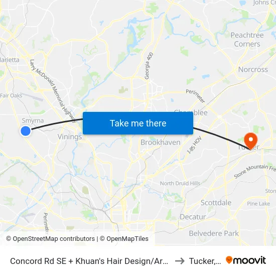 Concord Rd SE + Khuan's Hair Design/Arkle Veterina to Tucker, GA map