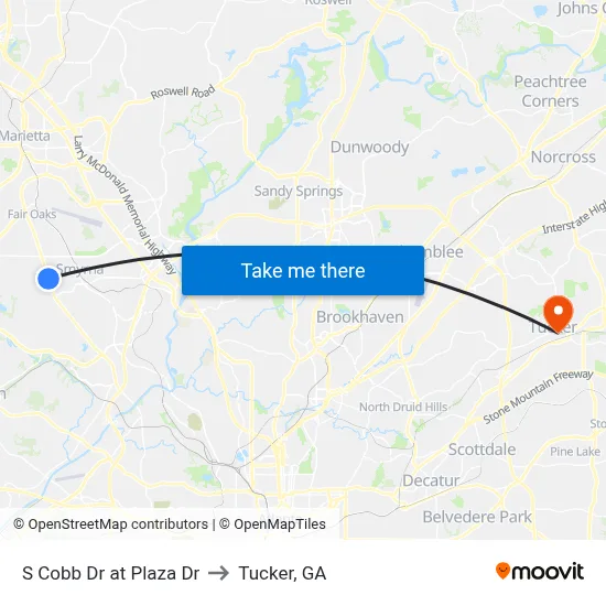 S Cobb Dr at Plaza Dr to Tucker, GA map