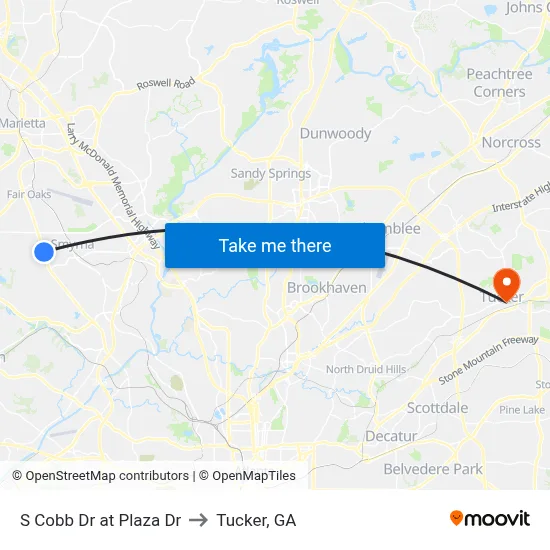 S Cobb Dr at Plaza Dr to Tucker, GA map