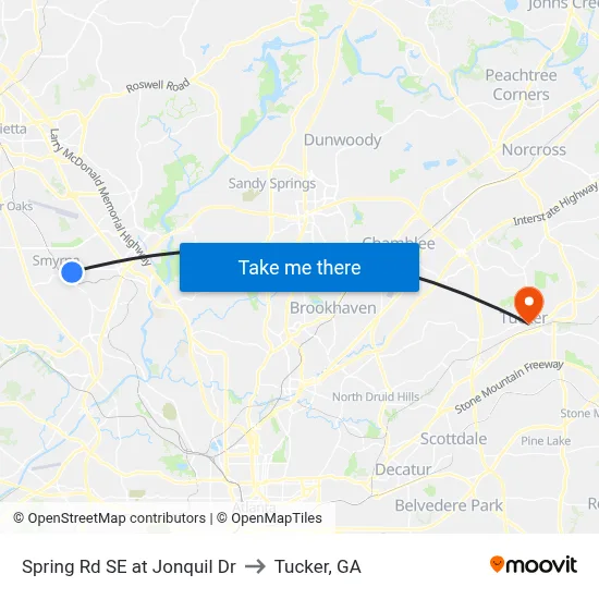 Spring Rd SE at Jonquil Dr to Tucker, GA map