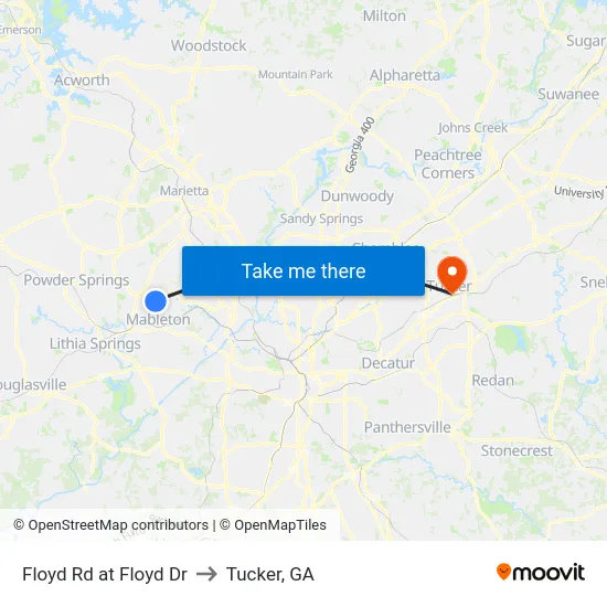 Floyd Rd at Floyd Dr to Tucker, GA map