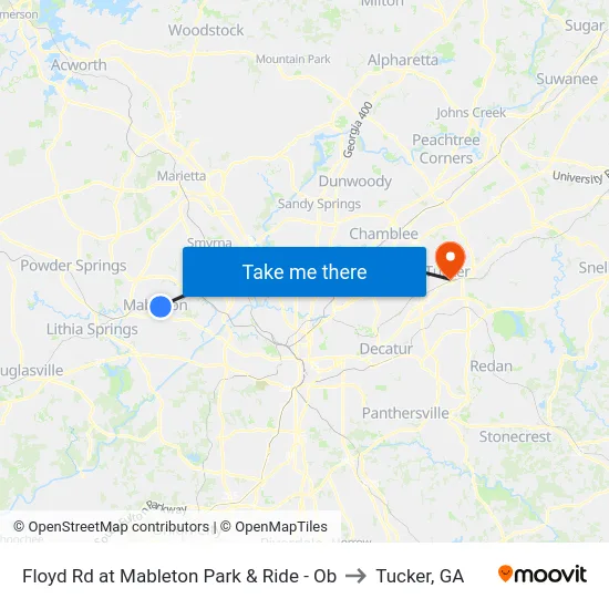 Floyd Rd at Mableton Park & Ride - Ob to Tucker, GA map