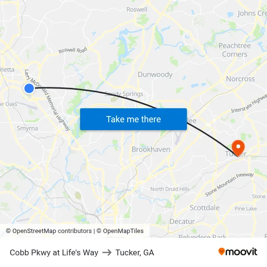 Cobb Pkwy at Life's Way to Tucker, GA map