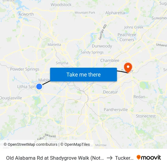 Old Alabama Rd at Shadygrove Walk (Not 25 Timepoin to Tucker, GA map