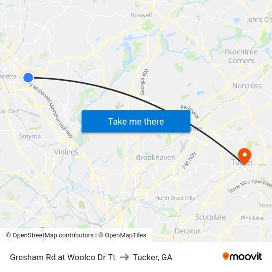 Gresham Rd at Woolco Dr Tt to Tucker, GA map
