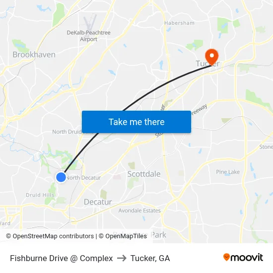 Fishburne Drive @ Complex to Tucker, GA map