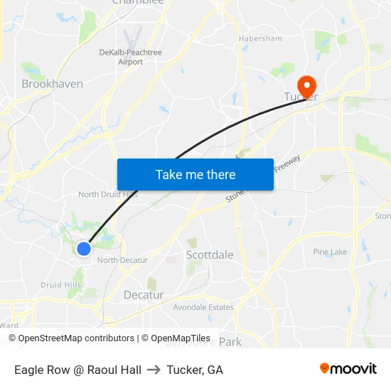Eagle Row @ Raoul Hall to Tucker, GA map