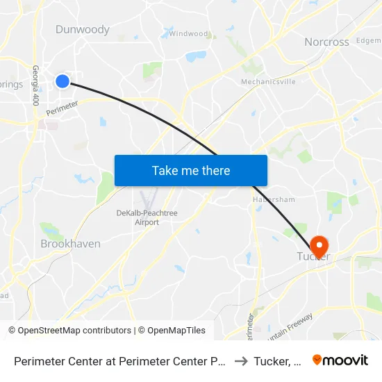 Perimeter Center at Perimeter Center Pkwy to Tucker, GA map