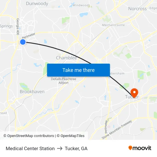Medical Center Station to Tucker, GA map