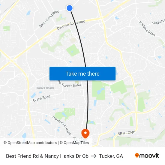 Best Friend Rd & Nancy Hanks Dr Ob to Tucker, GA map