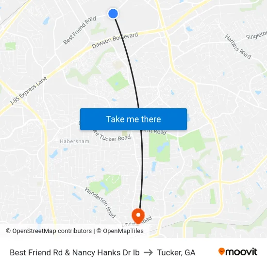 Best Friend Rd & Nancy Hanks Dr Ib to Tucker, GA map