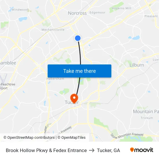 Brook Hollow Pkwy & Fedex Entrance to Tucker, GA map
