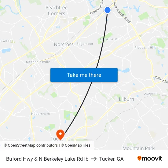 Buford Hwy & N Berkeley Lake Rd Ib to Tucker, GA map