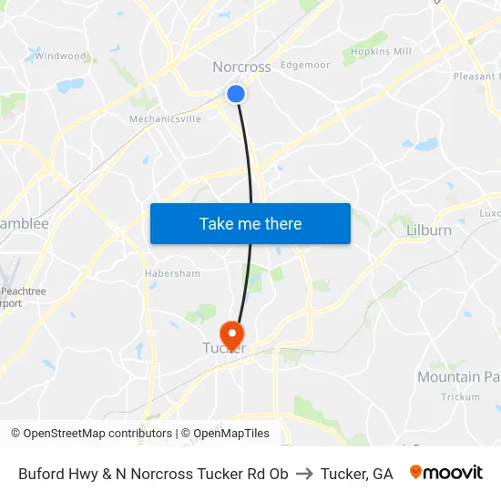 Buford Hwy & N Norcross Tucker Rd Ob to Tucker, GA map