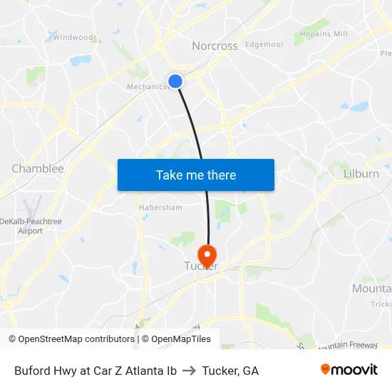 Buford Hwy at Car Z Atlanta Ib to Tucker, GA map