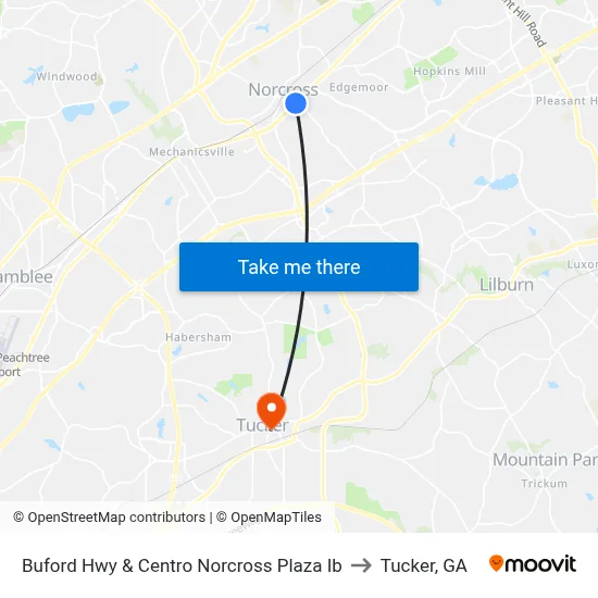 Buford Hwy & Centro Norcross Plaza Ib to Tucker, GA map