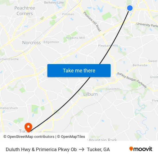 Duluth Hwy  & Primerica Pkwy Ob to Tucker, GA map