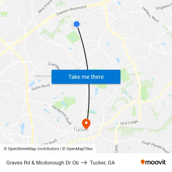 Graves Rd & Mcdonough Dr Ob to Tucker, GA map