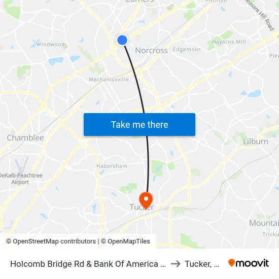 Holcomb Bridge Rd & Bank Of America Ob to Tucker, GA map