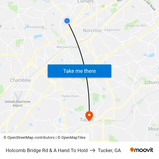 Holcomb Bridge Rd & A Hand To Hold to Tucker, GA map
