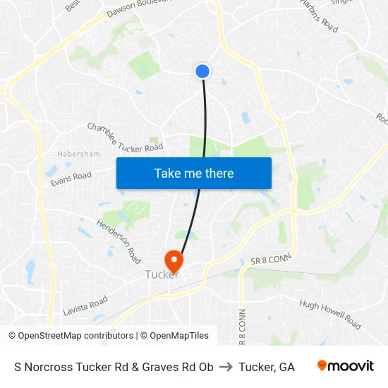 S Norcross Tucker Rd & Graves Rd Ob to Tucker, GA map