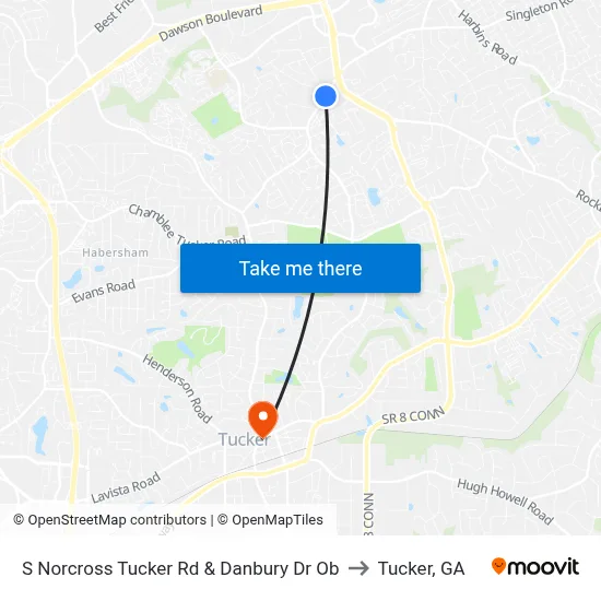 S Norcross Tucker Rd & Danbury Dr Ob to Tucker, GA map