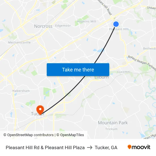 Pleasant Hill Rd & Pleasant Hill Plaza to Tucker, GA map