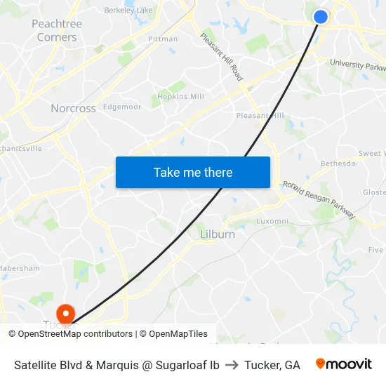 Satellite Blvd & Marquis @ Sugarloaf Ib to Tucker, GA map