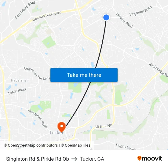 Singleton Rd & Pirkle Rd Ob to Tucker, GA map