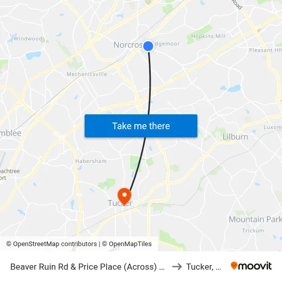 Beaver Ruin Rd & Price Place (Across) Ob to Tucker, GA map