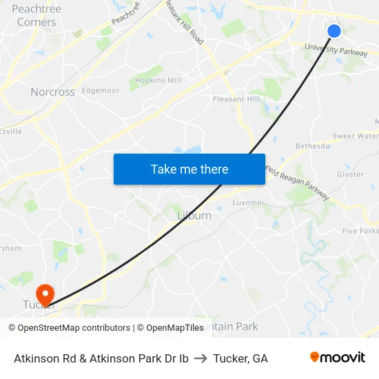 Atkinson Rd & Atkinson Park Dr Ib to Tucker, GA map