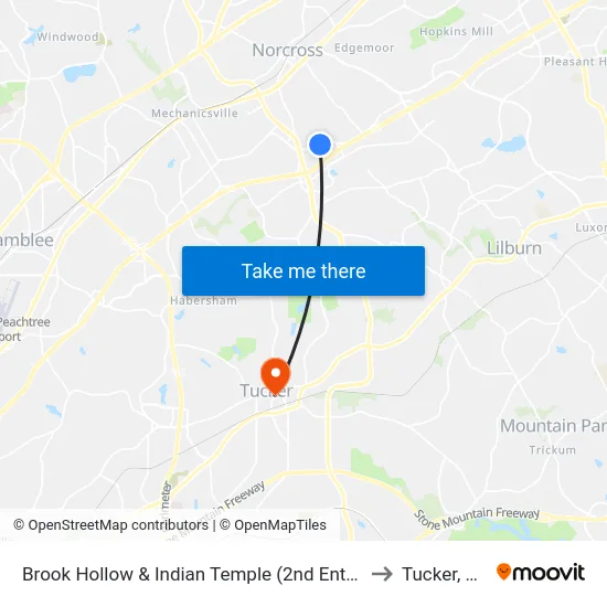 Brook Hollow & Indian Temple (2nd Entran to Tucker, GA map